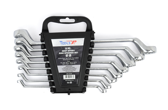 8 Pc Deep Offset Ring Spanner - Carbon Steel 