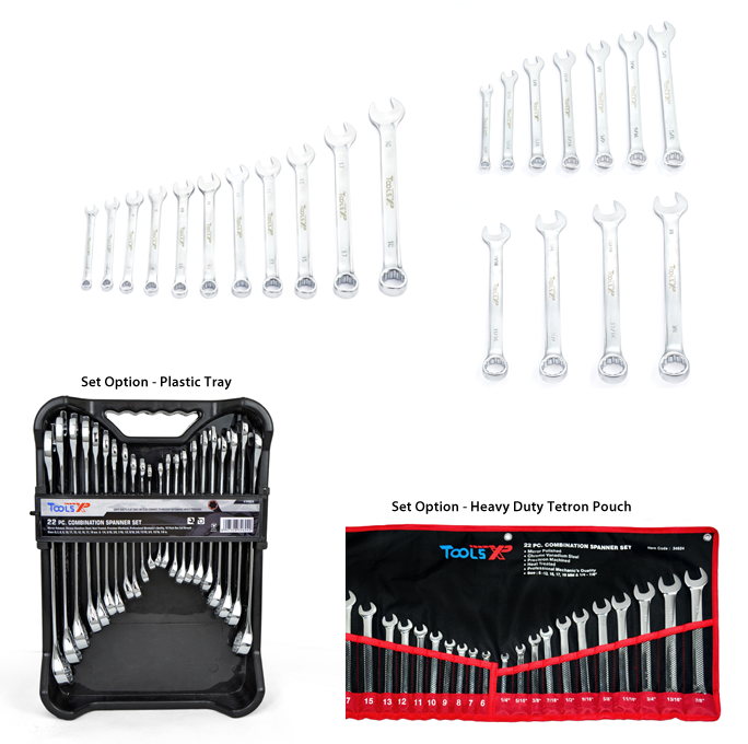 22 Pc Combination Wrench Set - CRV Steel